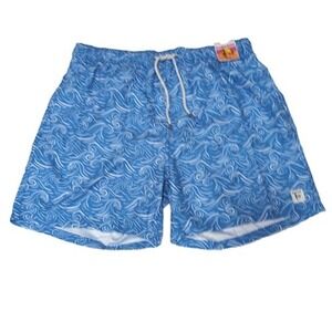 The Endless Summer Swim Trunks Shorts‎ Mens XXL Blue Waves 5.5 in Surfer NEW NWT